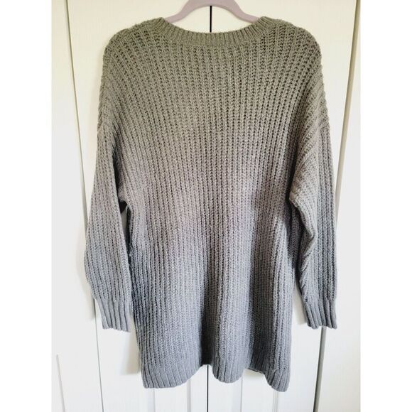 Torrid 1 Gray Cable Knit Heavy Warm Cozy Sweater Pullover Lightning Bolt Beading - Picture 4 of 10